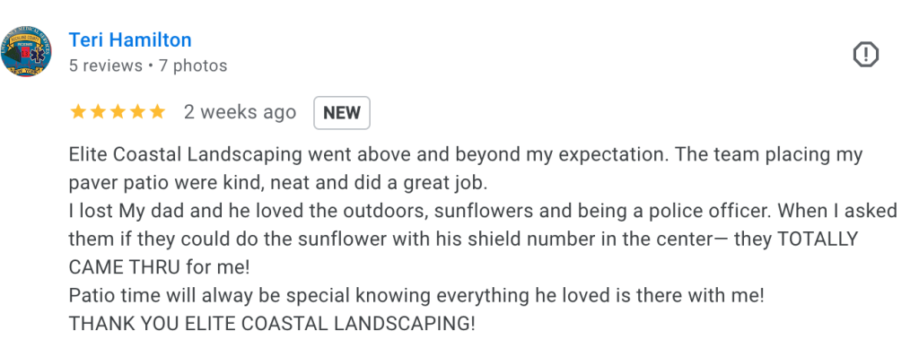 google review for Elite Coastal Landscaping