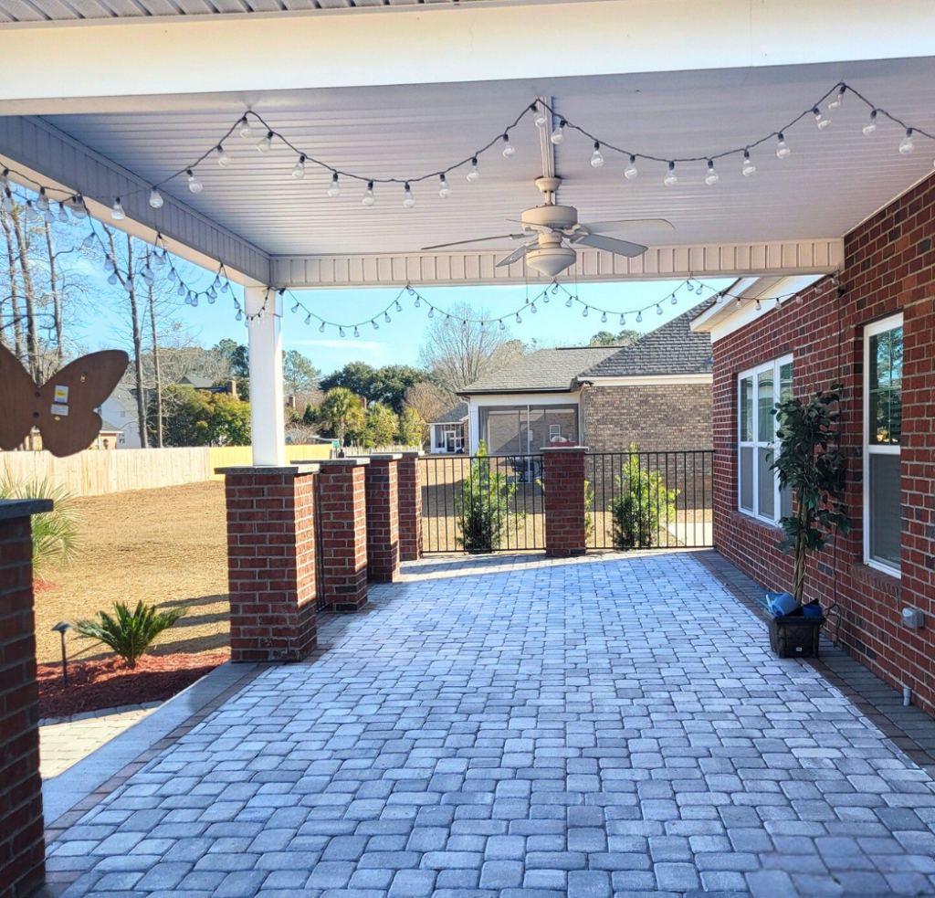 paver patio with brick columns in myrtle beach