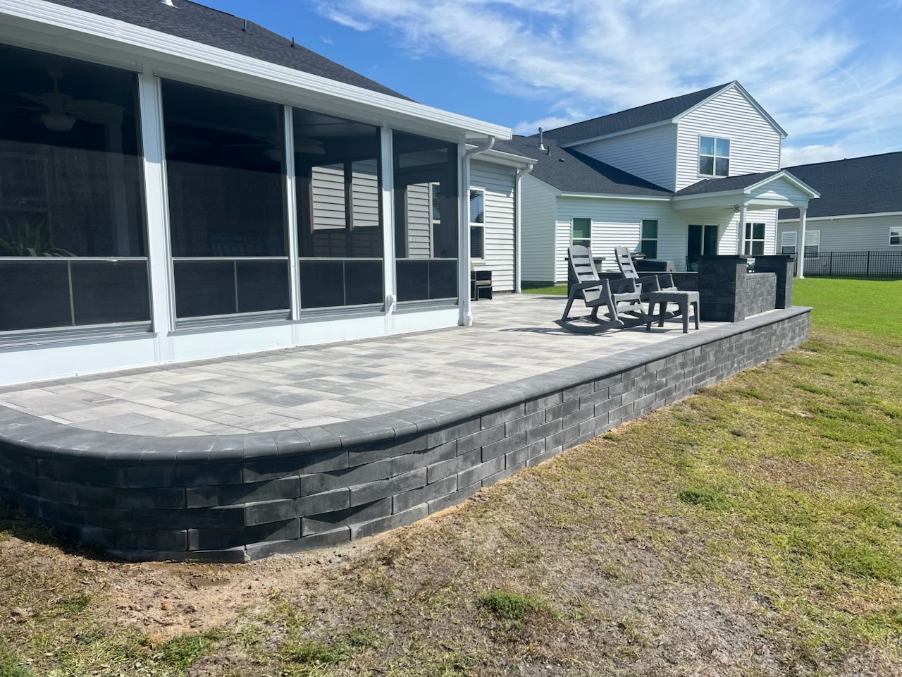 raised paver patio installed