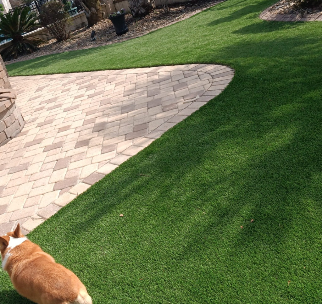 artificial turf with paver patios installed in myrtle beach